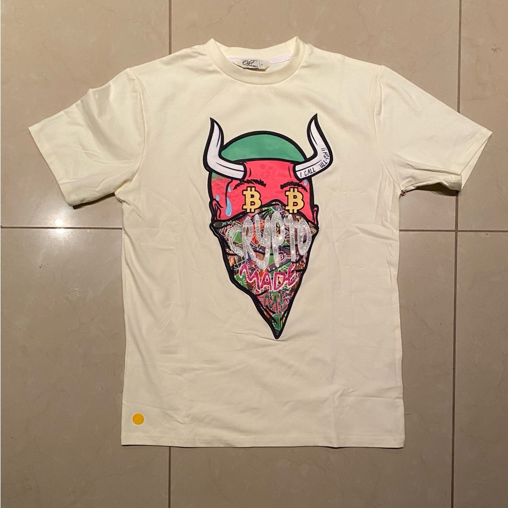 Original fables t-shirt “crypto made me” (multicolor)